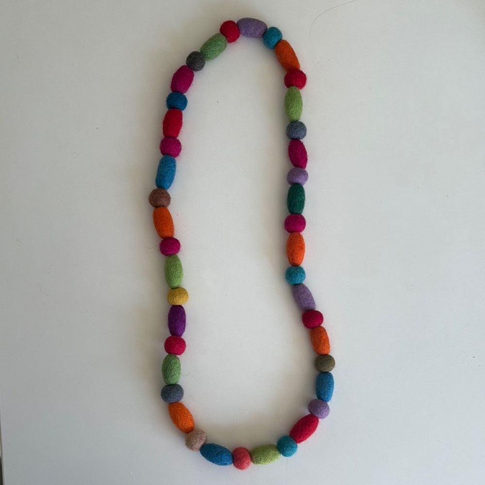 Multicolor felted ball necklace